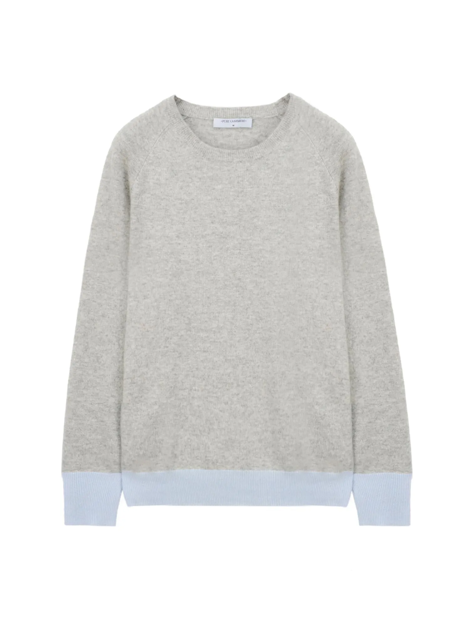 Classic Crew Neck Sweater_CB_Light Grey/Baby Blue