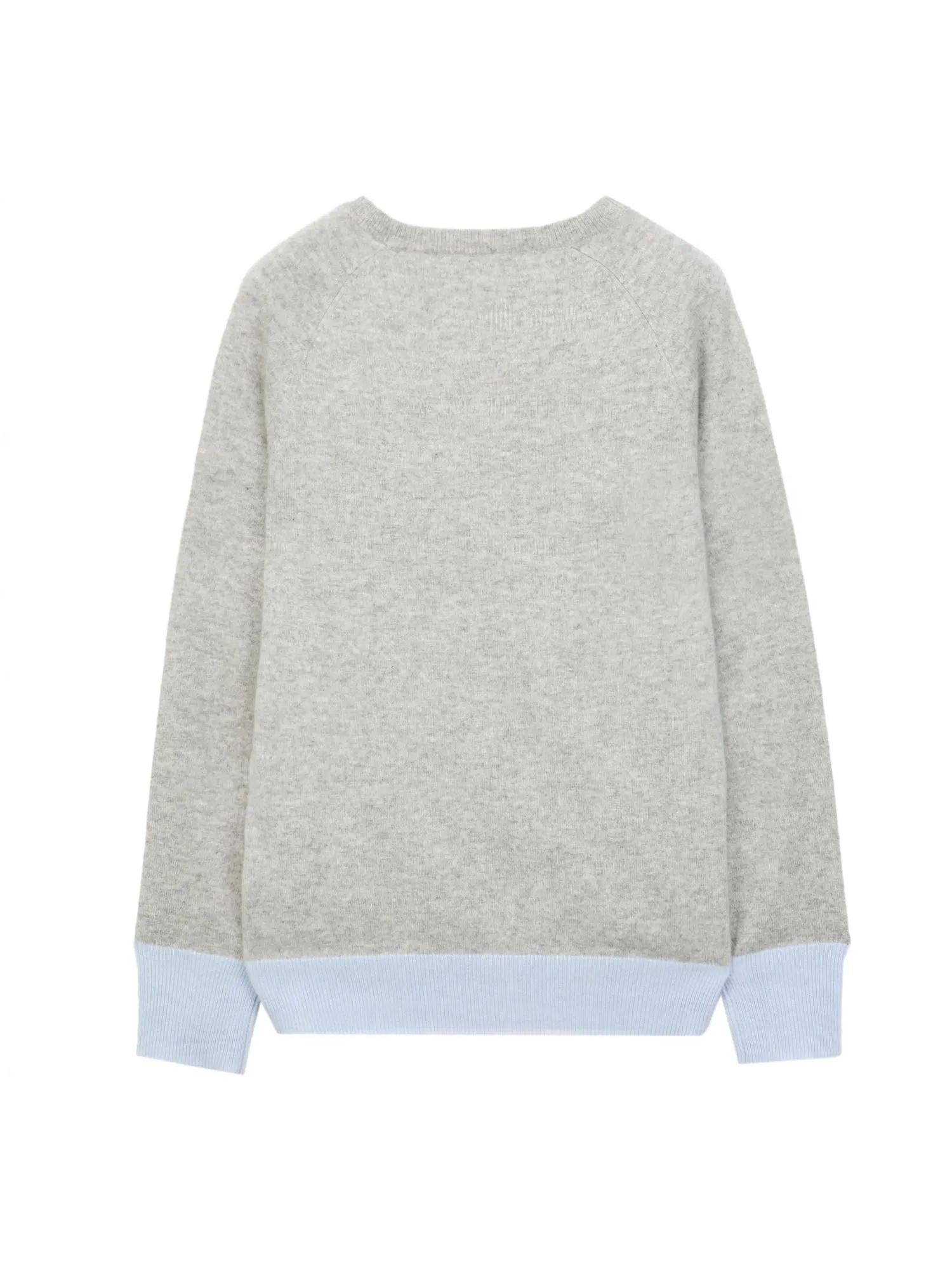 Classic Crew Neck Sweater_CB_Light Grey/Baby Blue