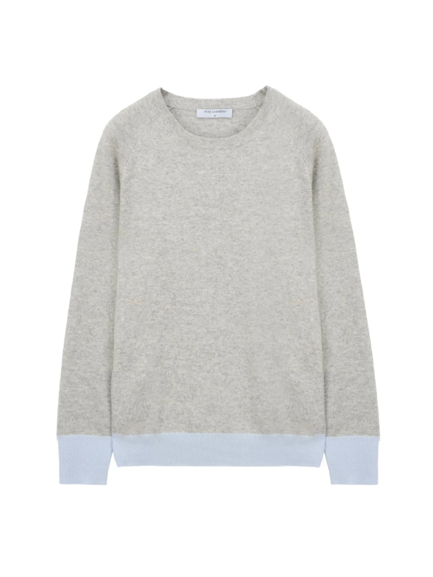 Classic Crew Neck Sweater_CB_Light Grey/Baby Blue