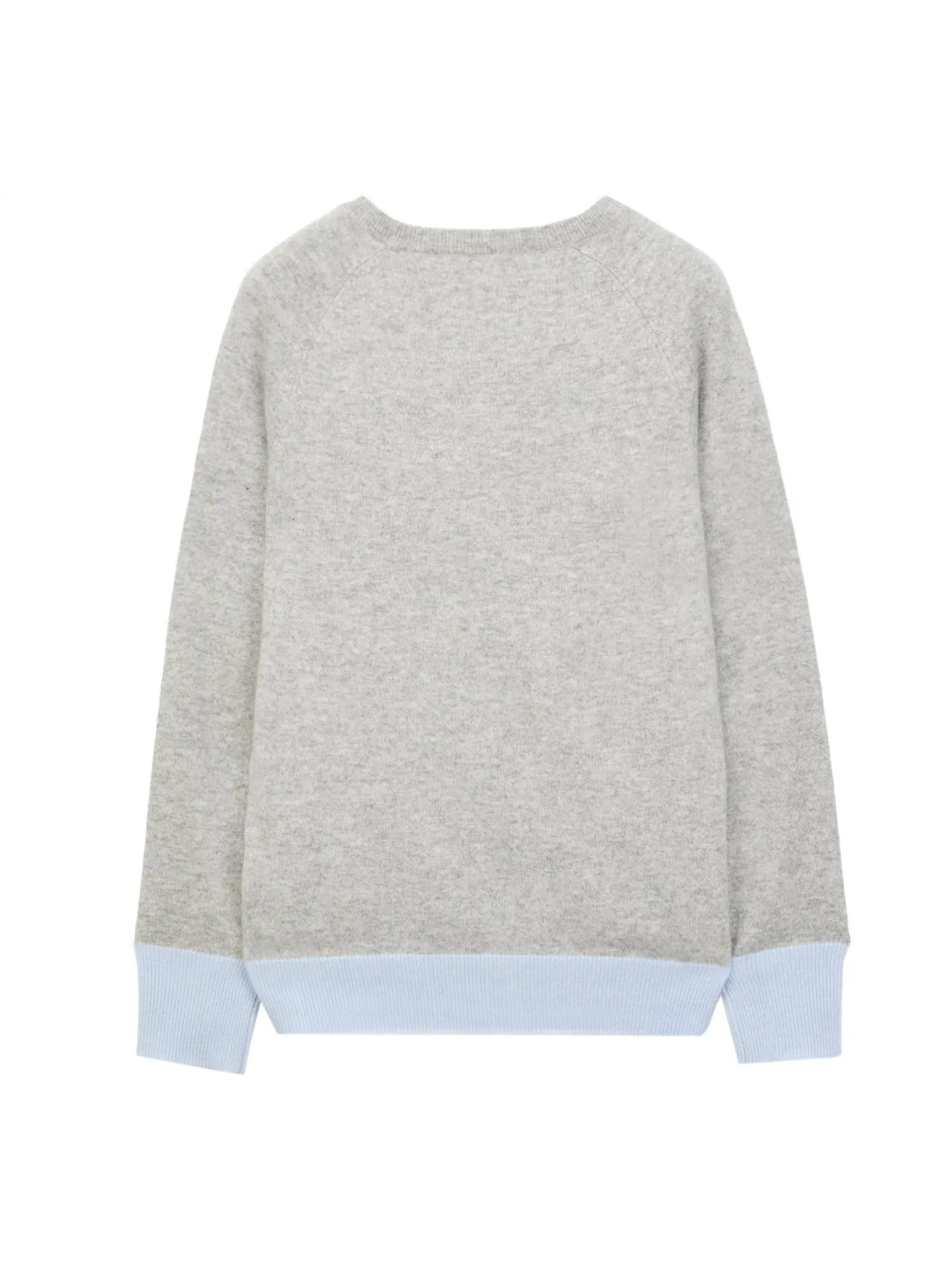 Classic Crew Neck Sweater_CB_Light Grey/Baby Blue