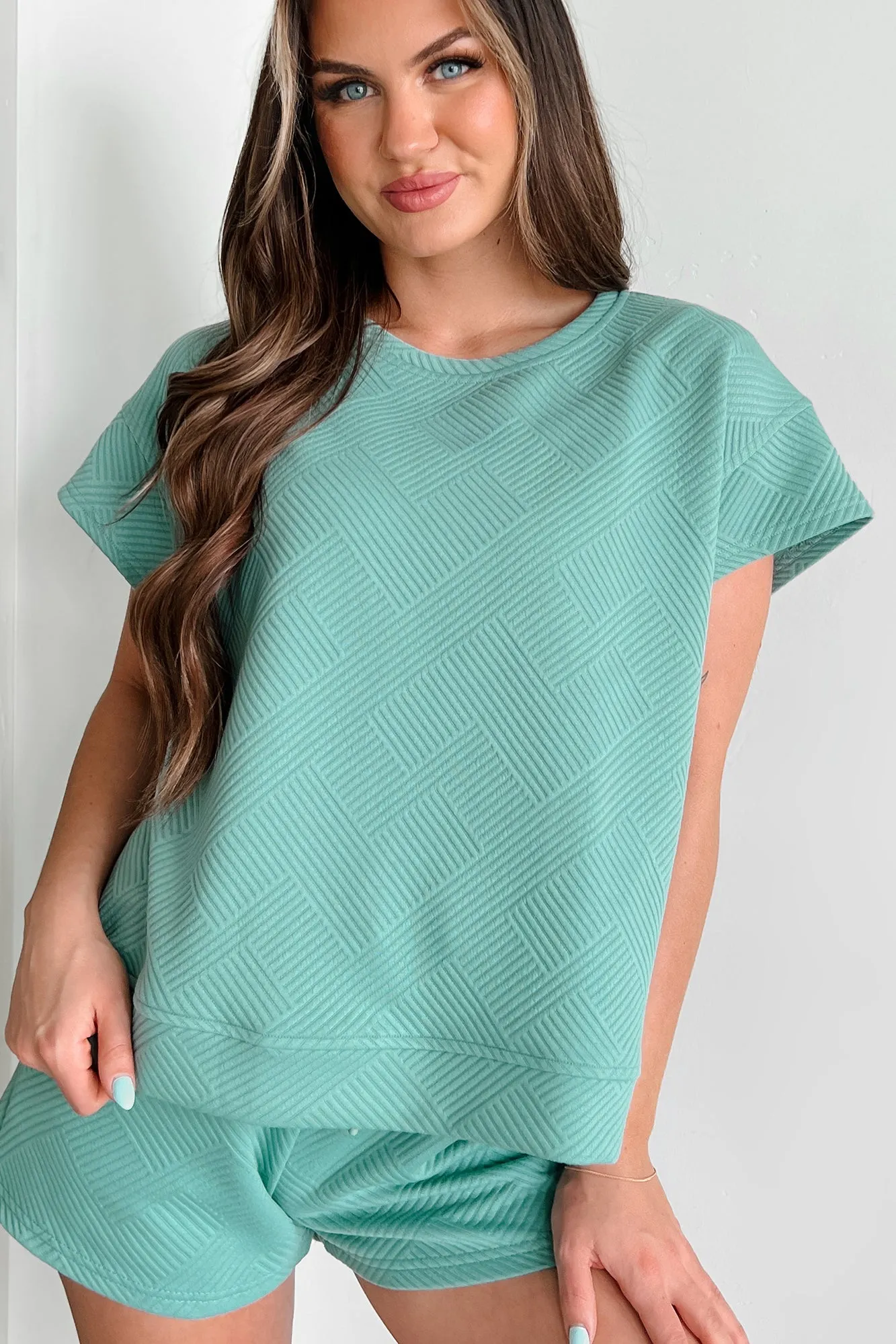 Cool & Collected Oversized Geometric Top (Sage)