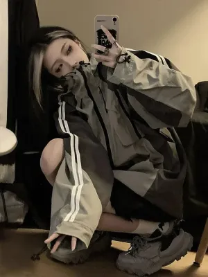 Joskaa Streetwear Techwear Jacket Women Windbreaker Vintage Anorak Harajuku Oversize Zipper Hooded Korean Reviews Many Clothes