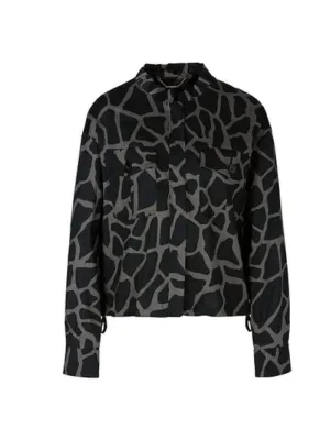 Marc Cain Collections Giraffe Printed Linen Mix Jacket QC 31.33 W64 837