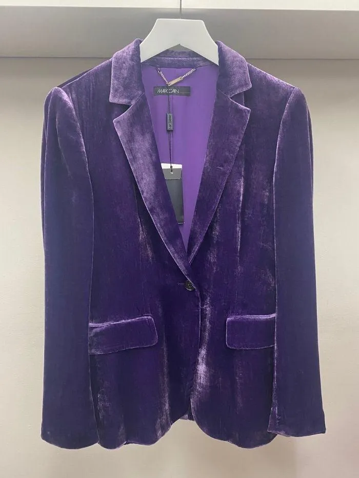 Marc Cain Collections Purple Fine Velvet Blazer PC 34.17 W20 741