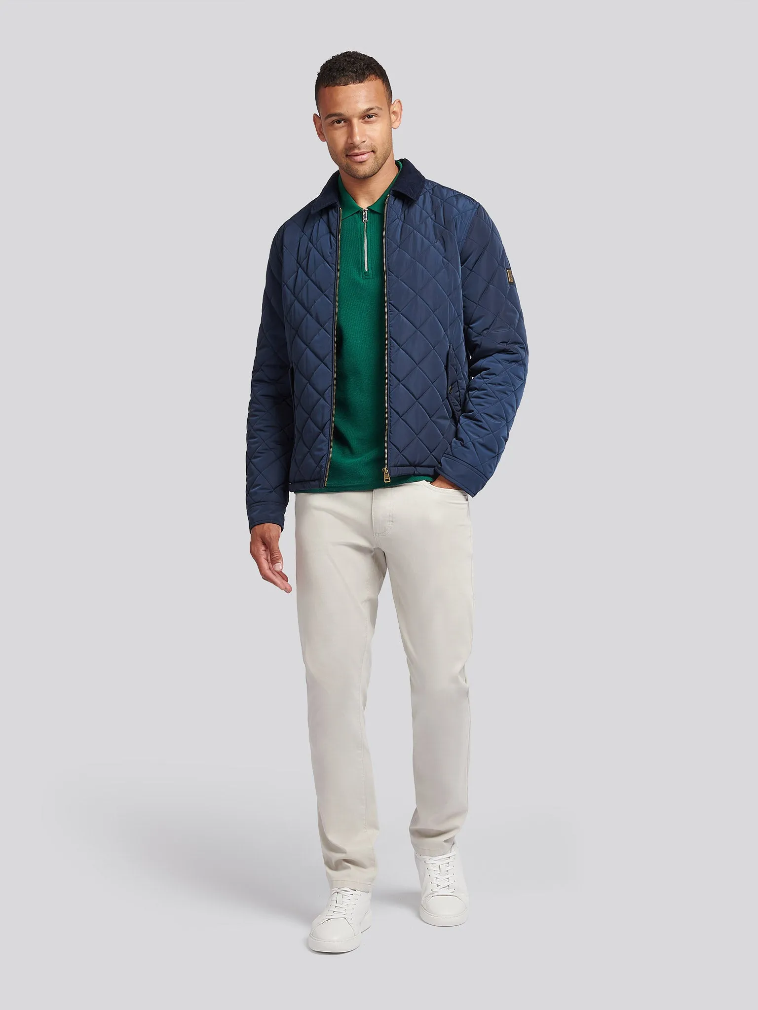 Mens Diamond Quilt Padded Jacket in Dark Sapphire Navy